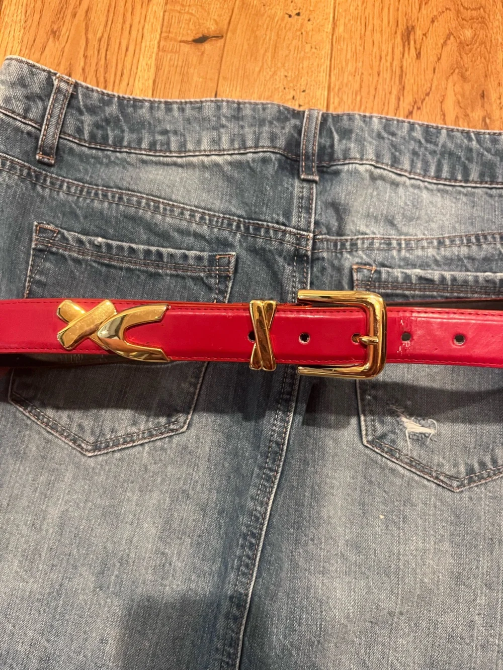 Capezio Red Belt with Gold X Accents